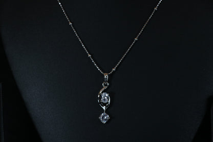 Two Solitaire Silver Pendant Set