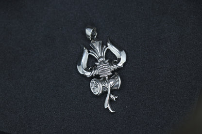 Shiva Trishul Oxidised Silver Pendant