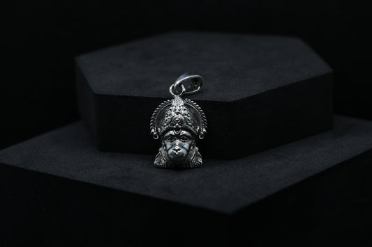 Hanuman Ji Oxidised Silver Pendant