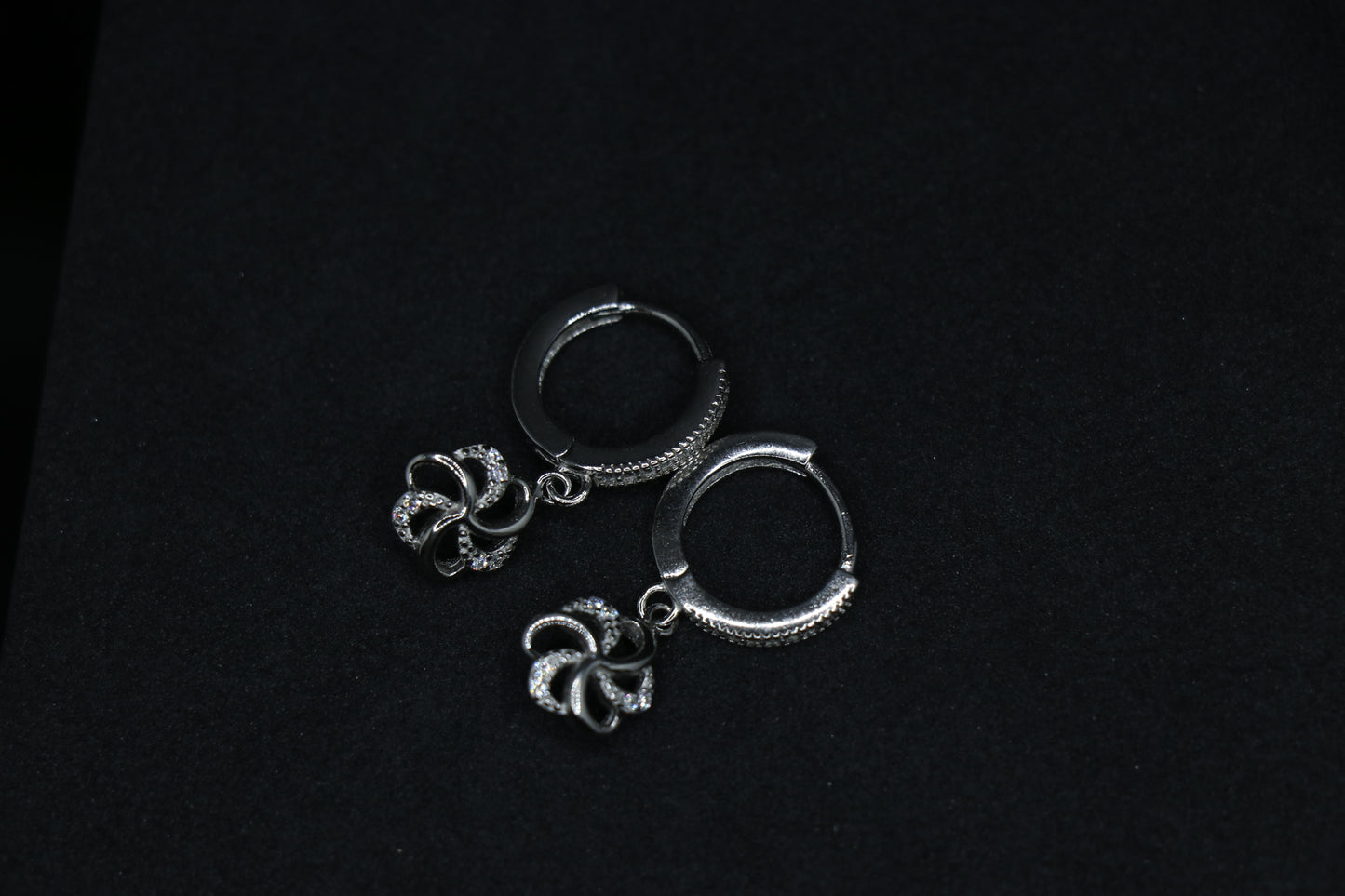 Flower Silver Hoop Earrings