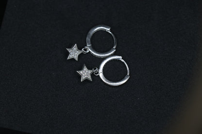 Stars Silver Hoop Earrings