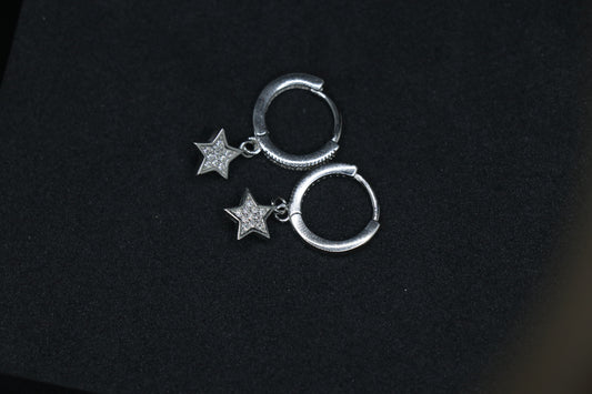 Stars Silver Hoop Earrings