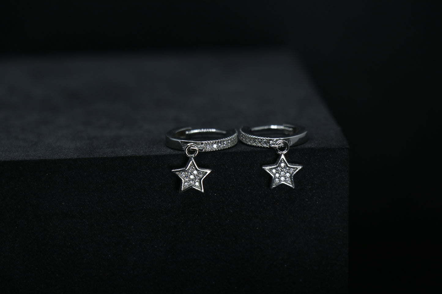 Stars Silver Hoop Earrings