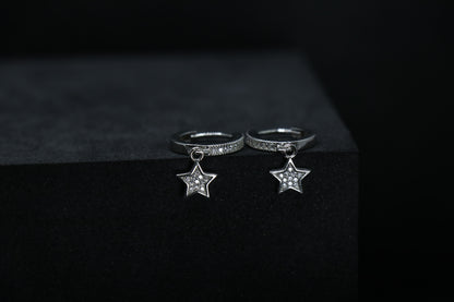 Stars Silver Hoop Earrings