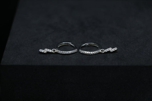 Lightning Silver Hoop Earrings