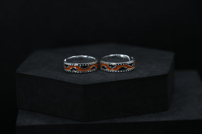 Orange Hue Silver Toe Ring