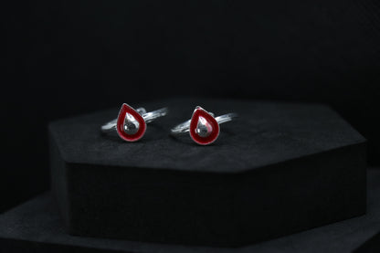 Red Leave Silver Toe Ring