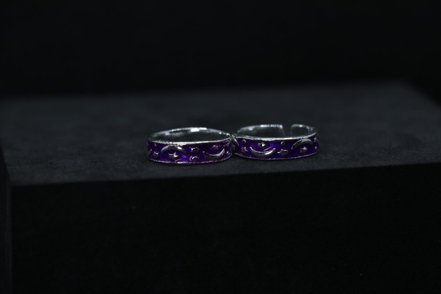 Purple Silver Toe Rings