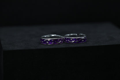 Purple Silver Toe Rings