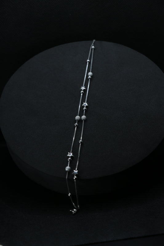 Shimmering Single Silver Anklet