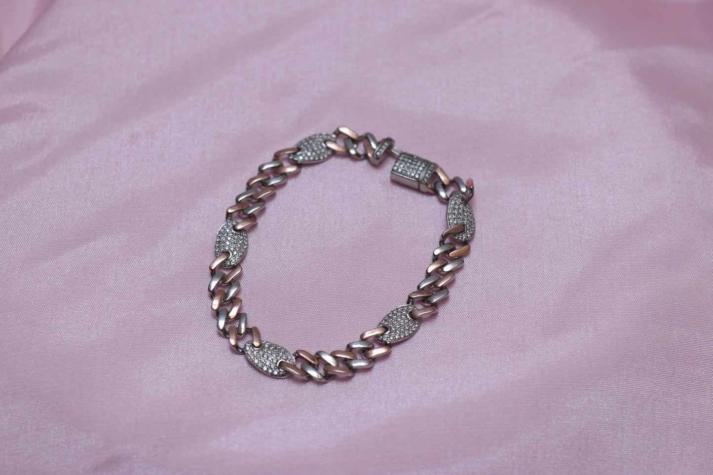 Studded Link Chain Silver Bracelet