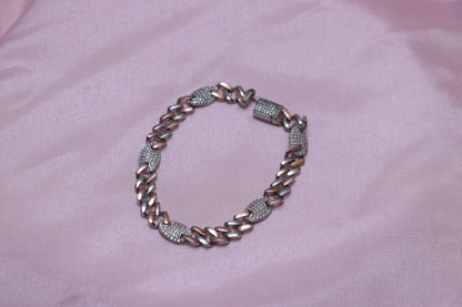 Studded Link Chain Silver Bracelet