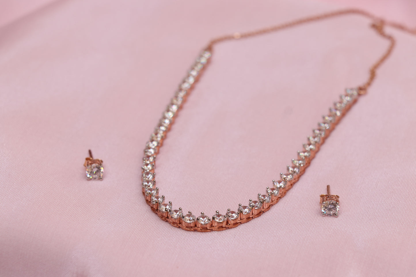 Rosegold Silver Solitaire Necklace