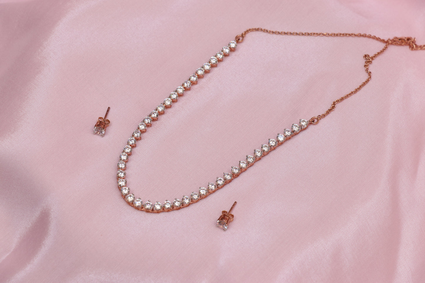 Rosegold Silver Solitaire Necklace