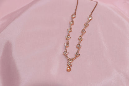 Rose Gold Diamond Necklace set with Earring