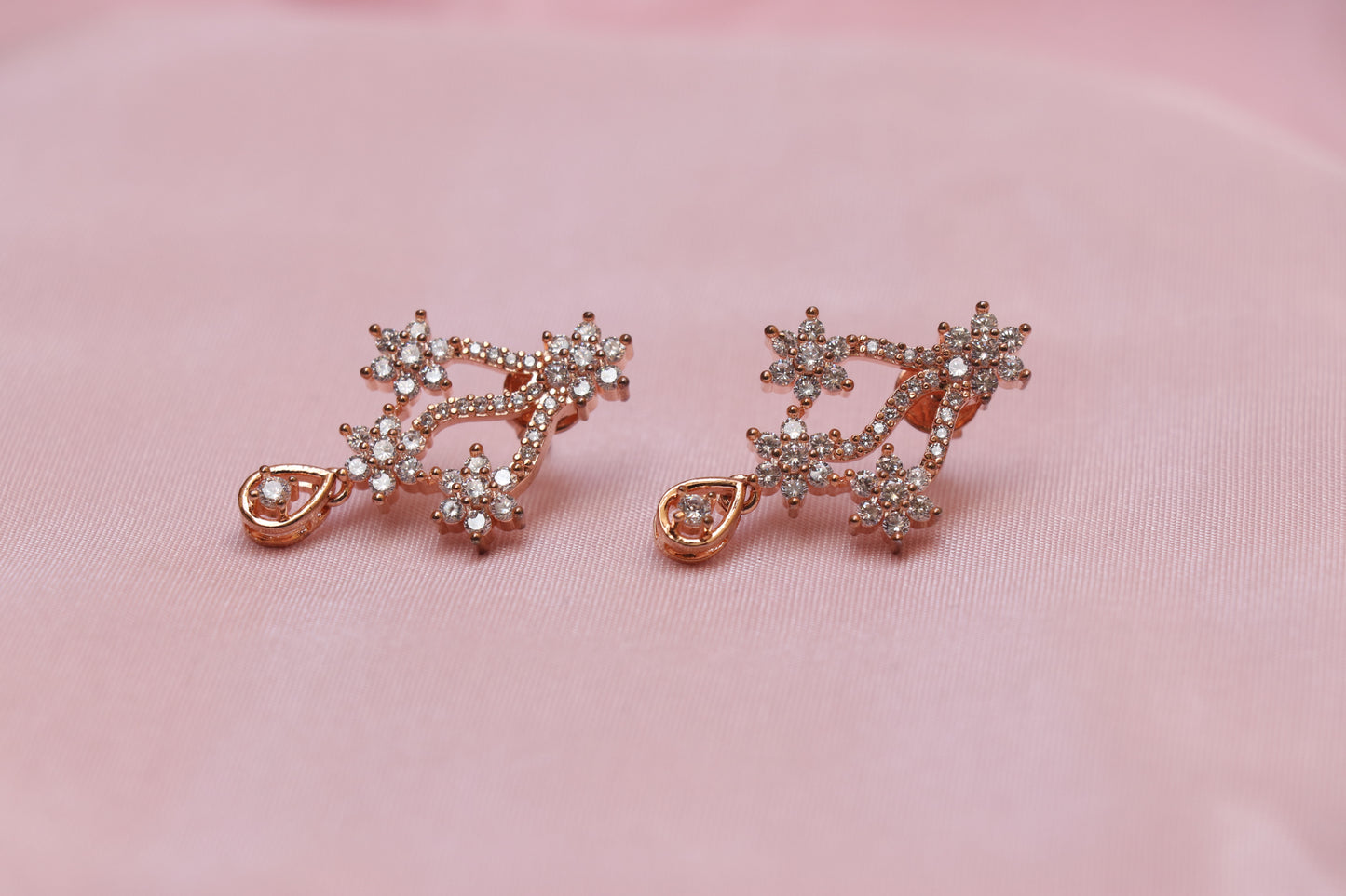 Rose Gold Diamond Necklace set with Earring