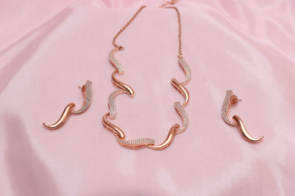 Rose Gold Micro Studded Premium Necklace Set