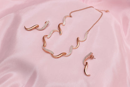 Rose Gold Micro Studded Premium Necklace Set