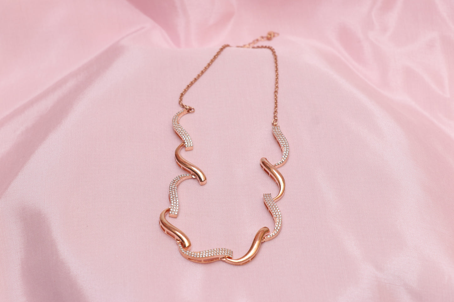 Rose Gold Micro Studded Premium Necklace Set