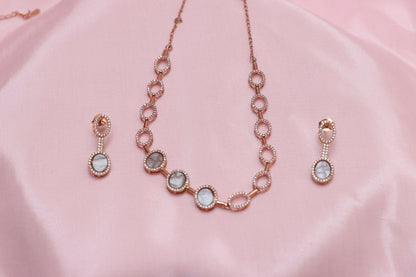 Oval Rose Gold Plated Silver Necklace