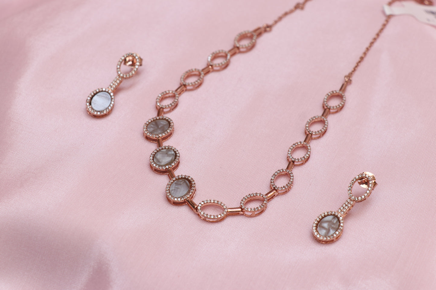 Oval Rose Gold Plated Silver Necklace