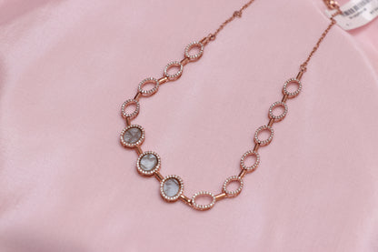 Oval Rose Gold Plated Silver Necklace