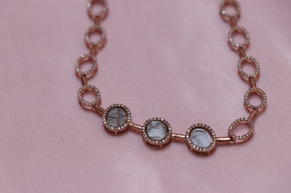 Oval Rose Gold Plated Silver Necklace