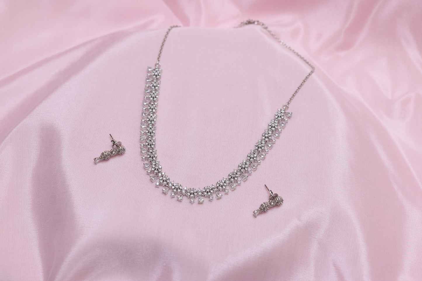 Diamond Dazzler Rhodium-Plated Necklace & Earrings Set