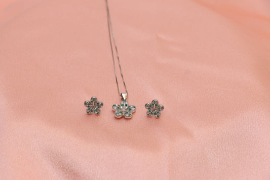 Floral Green Pendant Set