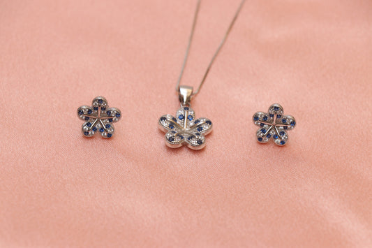 Floral Blue Pendant Set