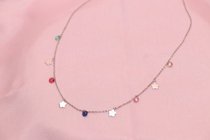 Flower Multicolor Gemstone Minimal Necklace