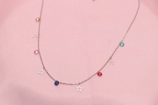 Star Multicolor Gemstone Minimal Necklace