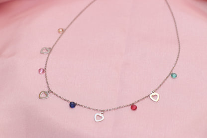 Heart Multicolor Gemstone Minimal Necklace