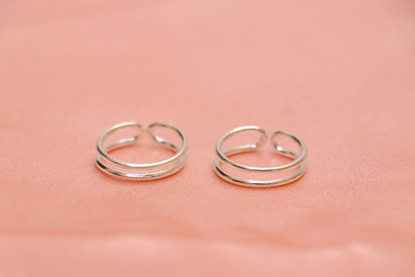 Handmade Double Circle 925 Silver Toe Rings