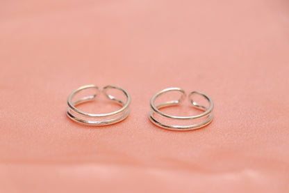 Handmade Double Circle 925 Silver Toe Rings