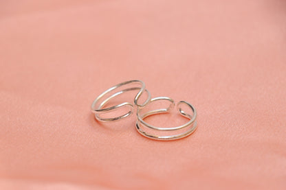 Handmade Double Circle 925 Silver Toe Rings