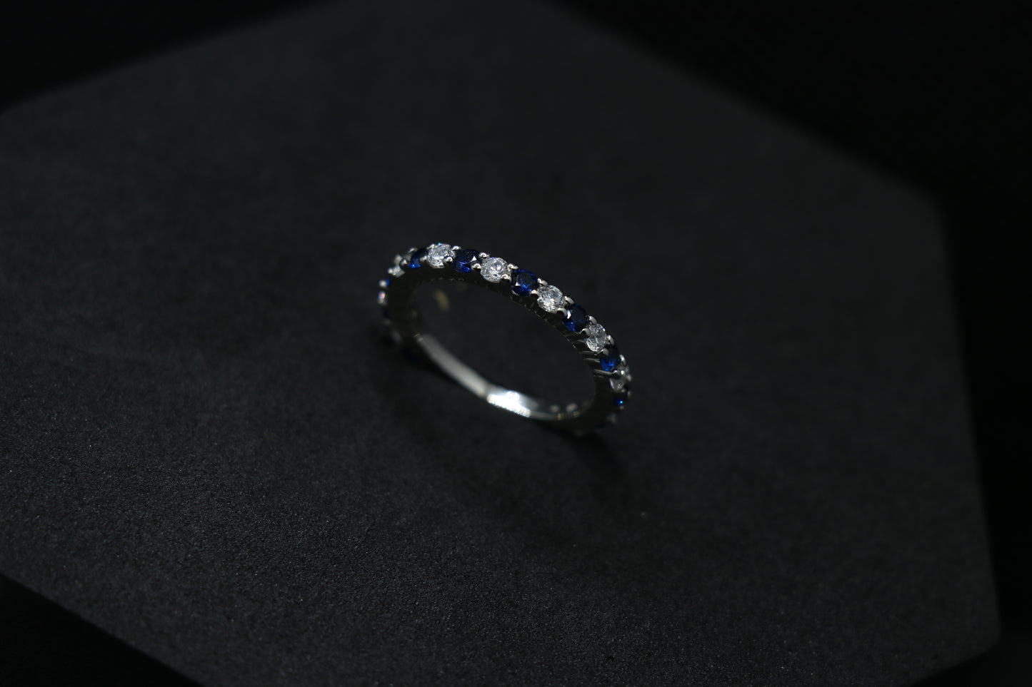 Blue And White Gemstone Silver Ring