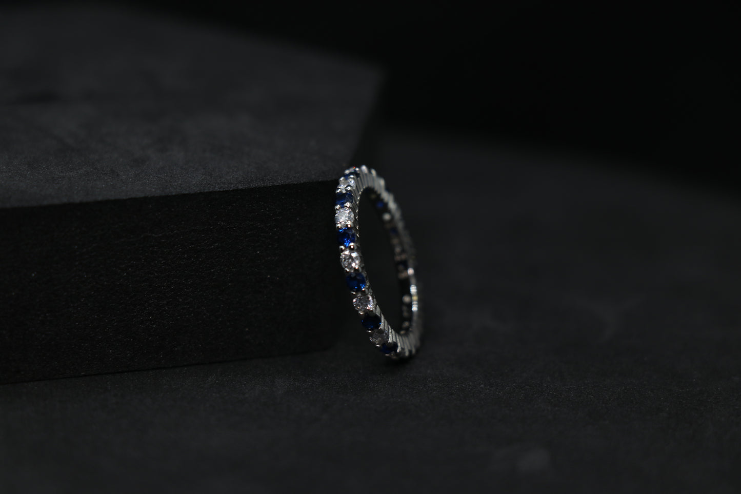 Blue And White Gemstone Silver Ring