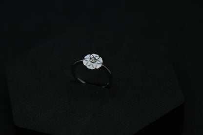 White Flower Silver Ring For Her