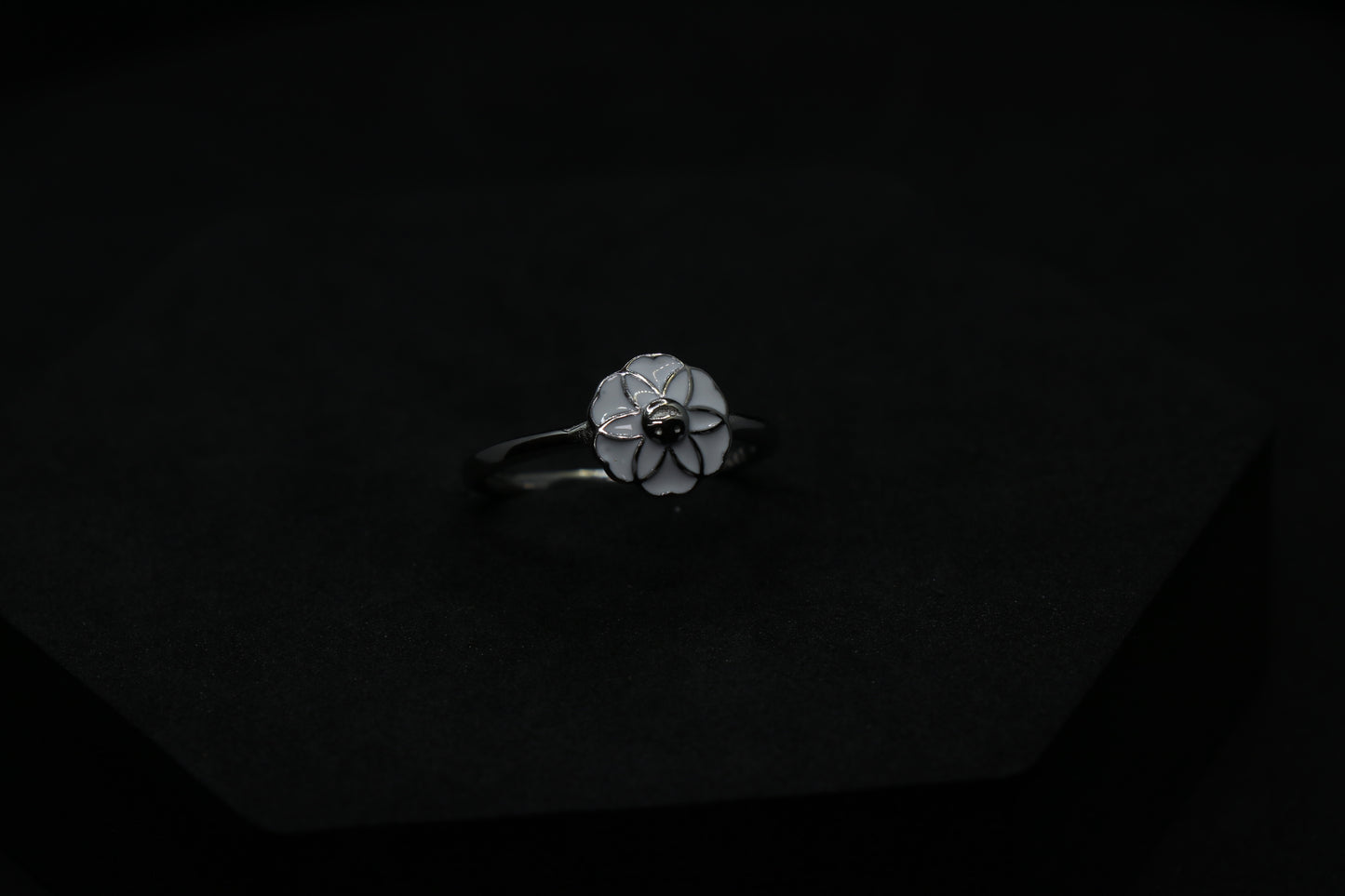 White Flower Silver Ring For Her