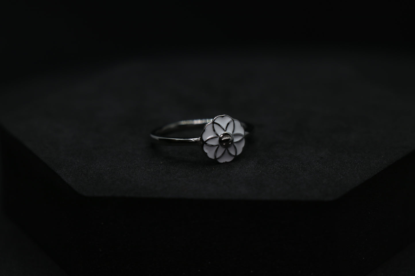 White Flower Silver Ring For Her