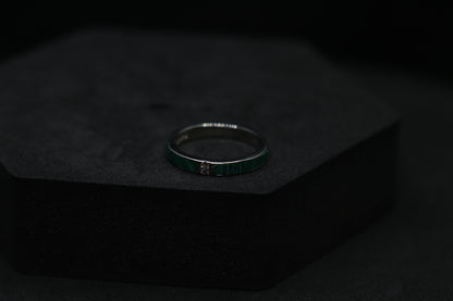 Green Solitaire Silver Ring