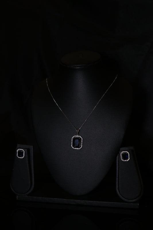 Blue Sapphire Pendant Set