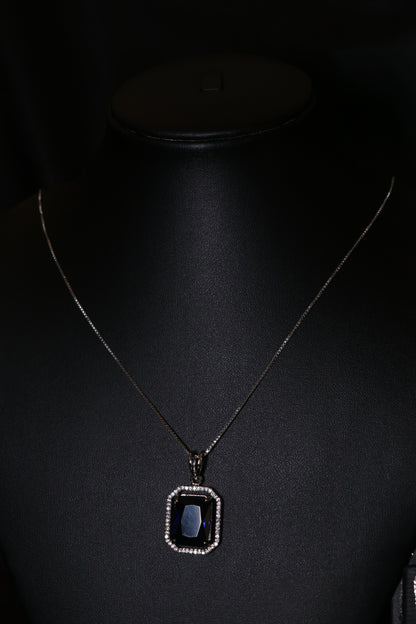 Blue Sapphire Pendant Set