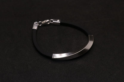 Black Zig Zag Silver Bracelet For Kid