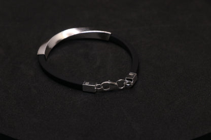 Black Zig Zag Silver Bracelet For Kid