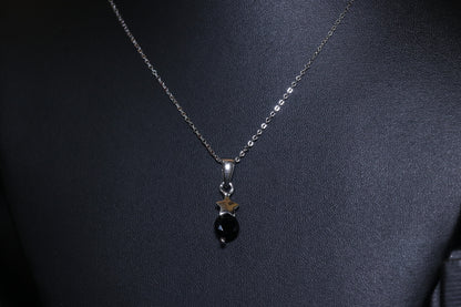 Black Stone Minimal Silver Pendant