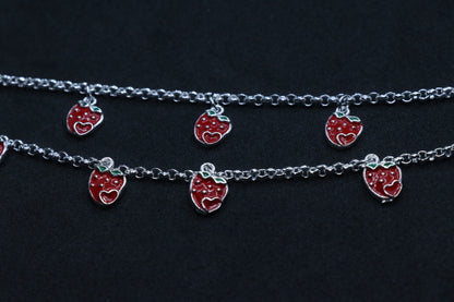 Strawberry Baby Silver Anklet