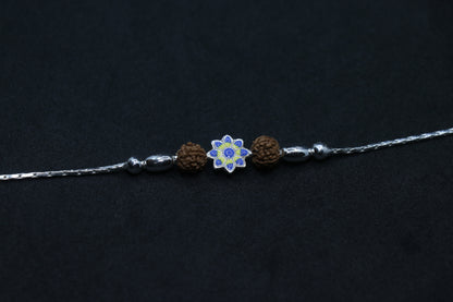 Flower Rudraksh Silver Rakhi