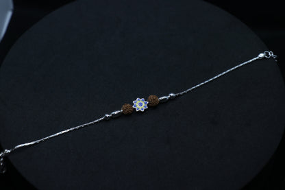 Flower Rudraksh Silver Rakhi